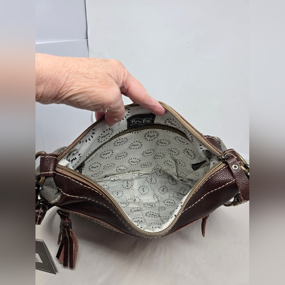 Myra Lugini Shoulder Bag Rixh Canvas & Leather Trim Adj. Strap Rustic Cowgirl - Picture 10 of 15